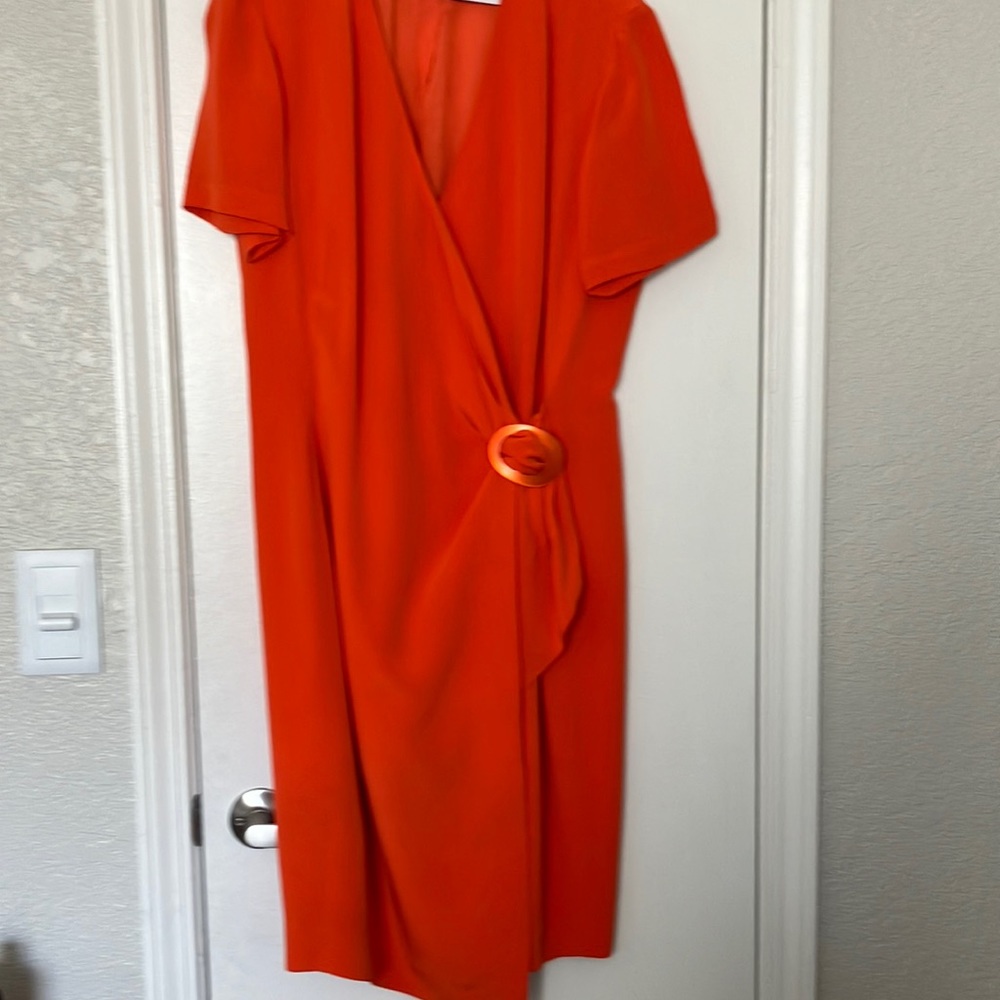 Dana Buchman Orange Wrap Dress. Great Color For Fall. Got this color?